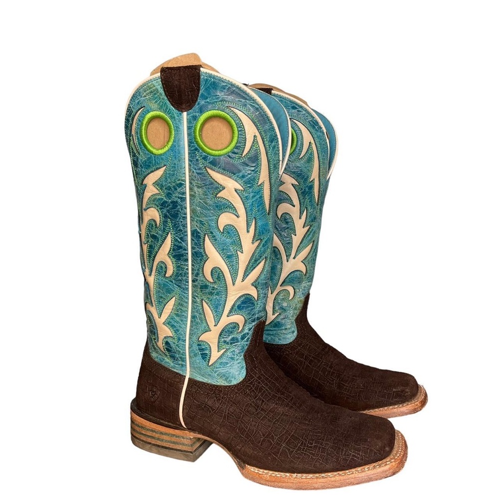 Ariat Chute Out Chocolate Hippo Print Cowboy Boots 6.5